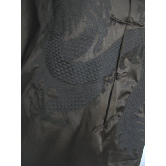 Lin Zhi Xiu Asian Embroidered Satin Dragon Jacket Mens Medium - Picture 2 of 5